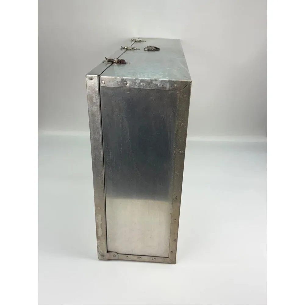 Vtg Eagle Lock Co Aluminum Wedding Dress Light Weight Storage Box Floral 32x18x8